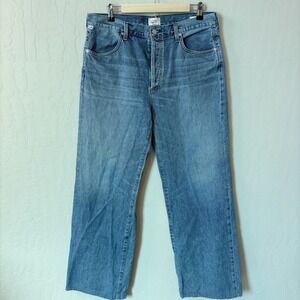 Citizens of Humanity Annina High Rise Wide Leg Jeans Blue Medium Wash 31 Cotton